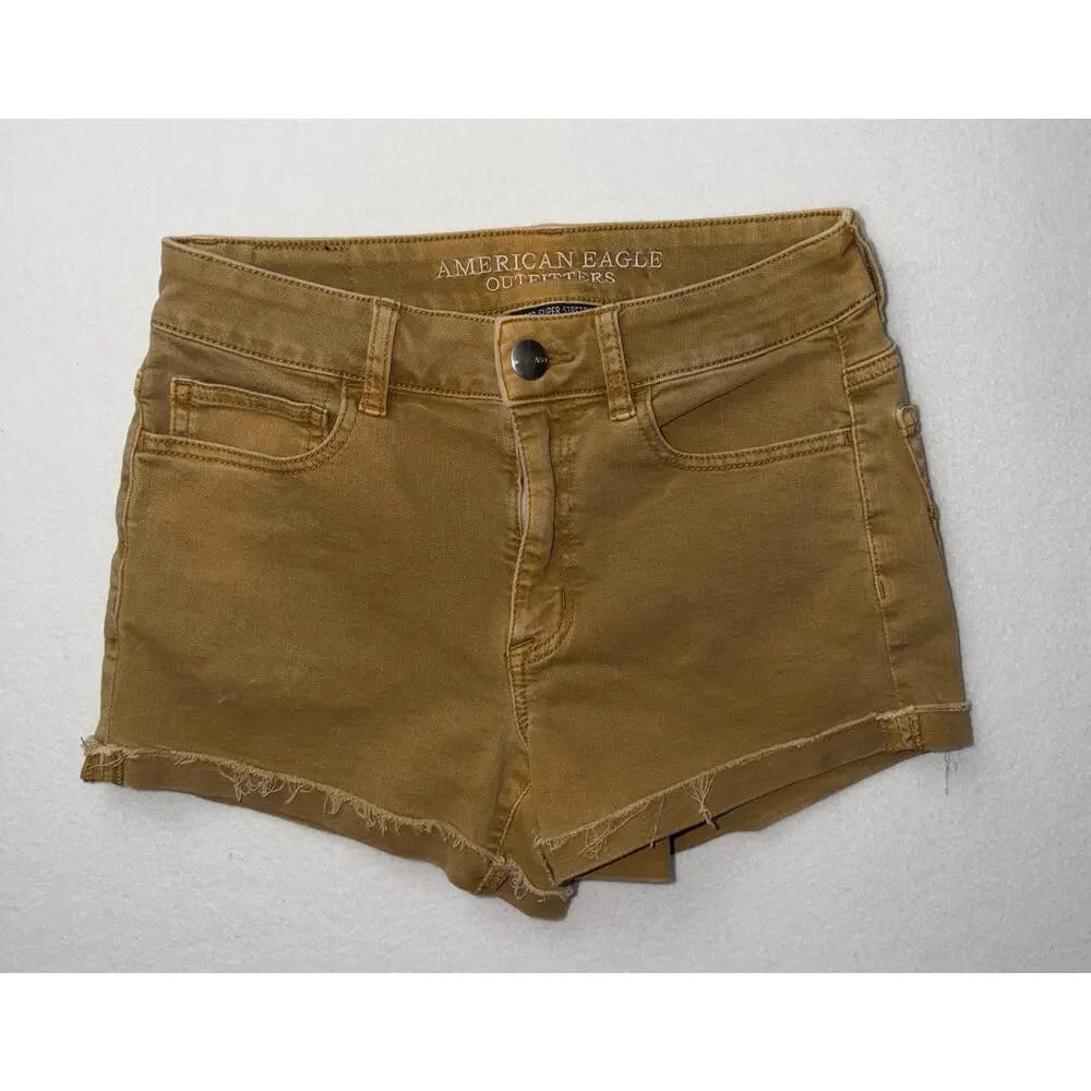American Eagle women’s super super stretch hi rise shortie jeans shorts